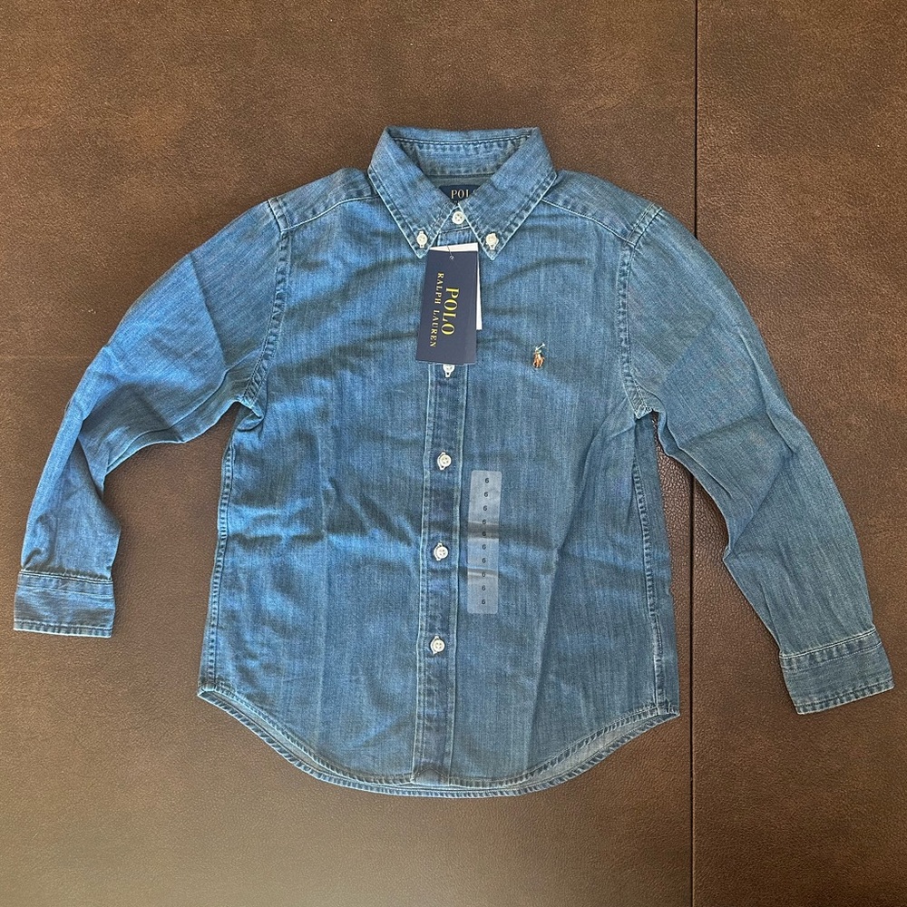 NWT Polo Ralph Lauren Cotton Denim Long Sleeve Kids Size 6